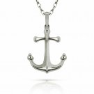 14K White Gold 22" Anchor Pendant Charm for Chain or Necklace New w/ Chain