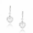 14K White Gold Ladies APRIL Birthstone Heart Shape Lever Back Drop Earrings