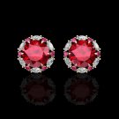 14k Rose Gold 2.00CT Red Ruby Halo Marquise Created Diamond Stud Earrings