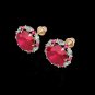 14k Rose Gold 2.00CT Red Ruby Halo Marquise Created Diamond Stud Earrings