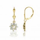 14K Yellow Gold 1 CARAT  Flower Cluster Dangle Lever Back Earrings