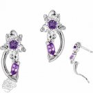 14K White Gold Ladies Stylish FEBRUARY Birthstone Flower Huggie Earrings