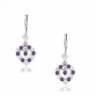 14K White Gold Ladies FEBRUARY Birthstone Heart Shape Lever Back Drop Earrings