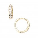14K Solid Yellow Gold Huggie Hoop Earrings ER-H1 Cubic Zirconia