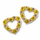 14K YELLOW GOLD 1 CARAT Heart Citrine w/White Sapphire Screw Back Stud Earrings