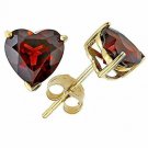 6mm 2.00 CARAT 14K SOLID YELLOW GOLD HEART GARNET STUD EARRINGS BASKET PUSH BACK