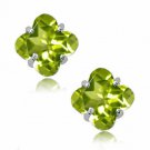 925 STERLING SILVER 6MM 2.00 CT CLOVER CUT PERIDOT STUD EARRINGS