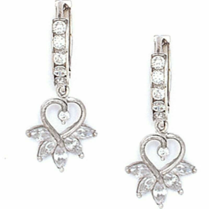 14K White Gold White Women/Children's Gorgeous Sapphire Dangle Earrings