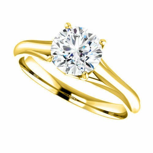 14K Yellow Gold 2ct Forever Brilliant Moissanite Solitaire Engagement Ring