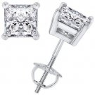 1.50CT Princess Cut Solitaire Brilliant Cut Earrings 14k White Gold