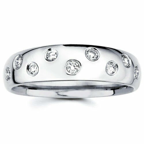 14K White Gold 0.65 CARAT Men's Round Cut Wedding Band Diamond Ring