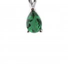 2CT Women's 14K White Gold Genuine Pear Shape Emerald Pendant Basket Setting