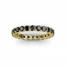 14K YELLOW GOLD 3 CT Black Diamond Engagement Wedding Eternity Ring
