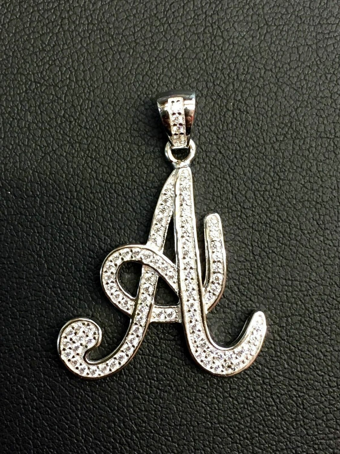 925 Sterling Silver CZ Letter Initial "A" Pendant Necklace