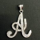 925 Sterling Silver CZ Letter Initial "A" Pendant Necklace