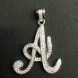 925 Sterling Silver CZ Letter Initial "A" Pendant Necklace