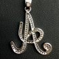 925 Sterling Silver CZ Letter Initial "A" Pendant Necklace