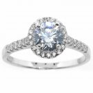 14K White Gold 2CT SIZE 9 Sterling Silver Halo Cubic Zirconia Engagement Ring