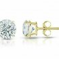 Solid 14K Yellow Gold 1CT Round Cut Finish Push Back Stud Earrings