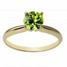 14K Solid Yellow Gold 9MM Round Peridot Solitaire Ring