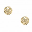 White Sapphire 14K Solid Yellow Gold 6mm Ball Stud Pushback Earrings B21