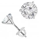 14K W Gold 1.00CT Round Cut Moissanite Charles & Colvard Martini Stud Earrings