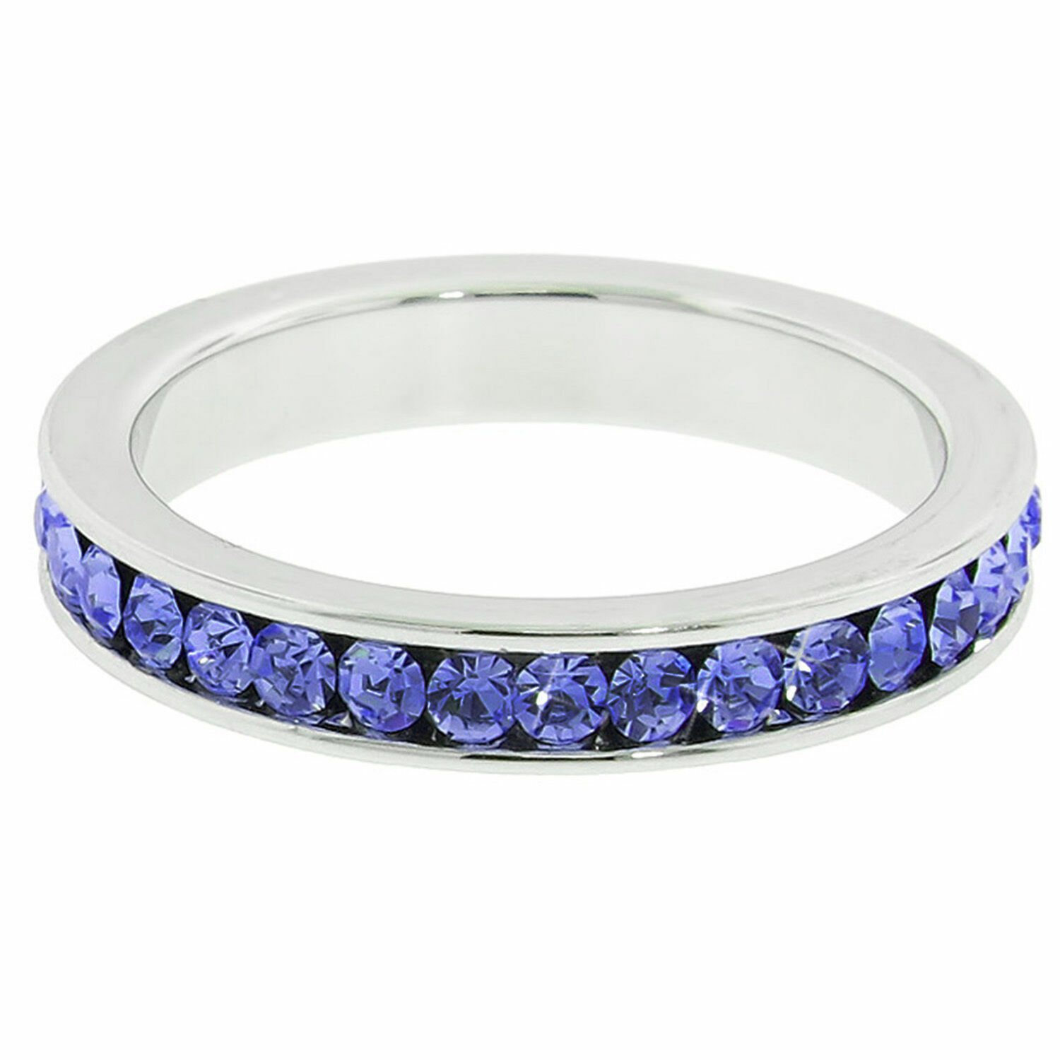SIZE 6 Silver Wedding Band All Around Lavender Crystal Eternity Band