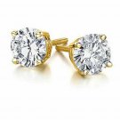 14K Yellow Gold  1/2CT Diamond Set Push Back Stud Earrings