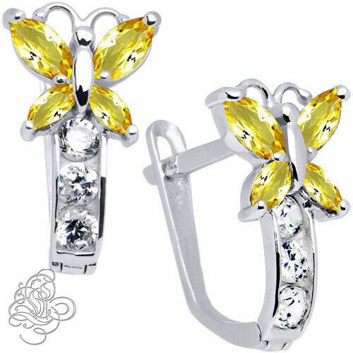 November Birthstone Butterfly Gemstone Drop Earrings 925 Sterling Silver