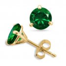 Martini Round Cut Emerald CZ 14k Y Gold Plated Sterling Silver Stud Earrings