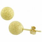 14K Solid Yellow Gold 8MM  Satin / Matte-Finished Ball Stud Earrings