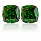 14K SOLID WHITE GOLD 2.00 CARAT CUSHION CUT EMERALD STUD EARRINGS