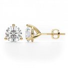 0.50CT Round Solid 18K Yellow Gold Brilliant Cut Martini ScrewBack Stud Earrings