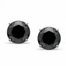 2.00 CARAT 14K WHITE GOLD ROUND BLACK DIAMOND STUD EARRINGS SOLID SETTING PUSH