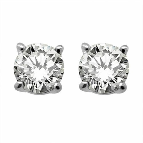 14K WHITE GOLD 2.50 CARAT ROUND CUT SIMULATED PUSH BACK STUD EARRINGS