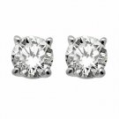 14K WHITE GOLD 2.50 CARAT ROUND CUT SIMULATED PUSH BACK STUD EARRINGS