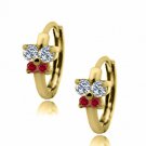 14K Yellow Gold Birthstone Gemstone White Ruby Huggie Butterfly Earrings
