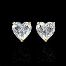 Solid 14K Yellow Gold 1CT Created Diamond Heart  Screw-Back Stud Earrings