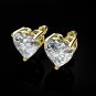 Solid 14K Yellow Gold 1CT Created Diamond Heart  Screw-Back Stud Earrings