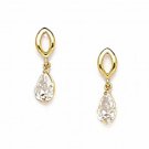 14K Solid Yellow Gold Cubic Zircon Dangle Screw Back Earrings