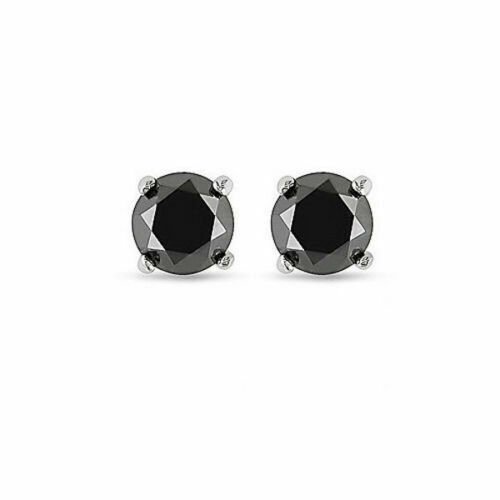 925 sterling Silver 1.01CT Sterling Silver Black Diamond Stud Earrings NEW!