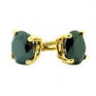 14K Yellow Gold 3 CARAT Round Cut Lab Black Diamond Screw Back Stud Earrings
