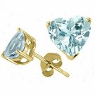 6mm 2.00 CARAT 14K WHITE GOLD HEART AQUAMARINE STUD EARRINGS BASKET PUSH BACK