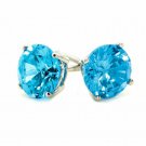 Solid 14K White Gold 2TCW Blue Diamond Round Screw Back Stud Earrings