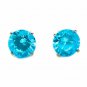 Solid 14K White Gold 2TCW Blue Diamond Round Screw Back Stud Earrings