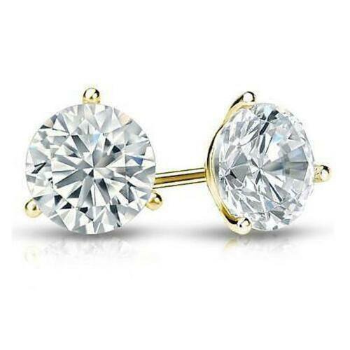 14K Y Gold 1.00CT Round Cut Moissanite Charles & Colvard Martini Stud Earrings