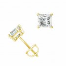 14K Yellow Gold 0.50CT Princess Cut Moissanite  Charles&Colvard Stud Earrings