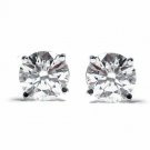 14K White Gold 1/4 CARAT Round Cut Diamond Push Back Stud Earrings
