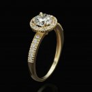14K Yellow Gold 1.51 TCW Round Cut Created Diamond Halo Engagement Ring SIZE 6