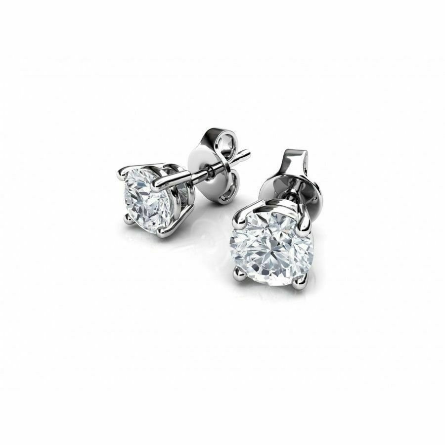 2.5CT Round Simulated Diamond 14K White Gold Pushback Earrings